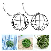 EXHUMKY Bunny Hay Feeder Balls Silver Stainless Steel 2Pcs 8.25X3.14X3.14in