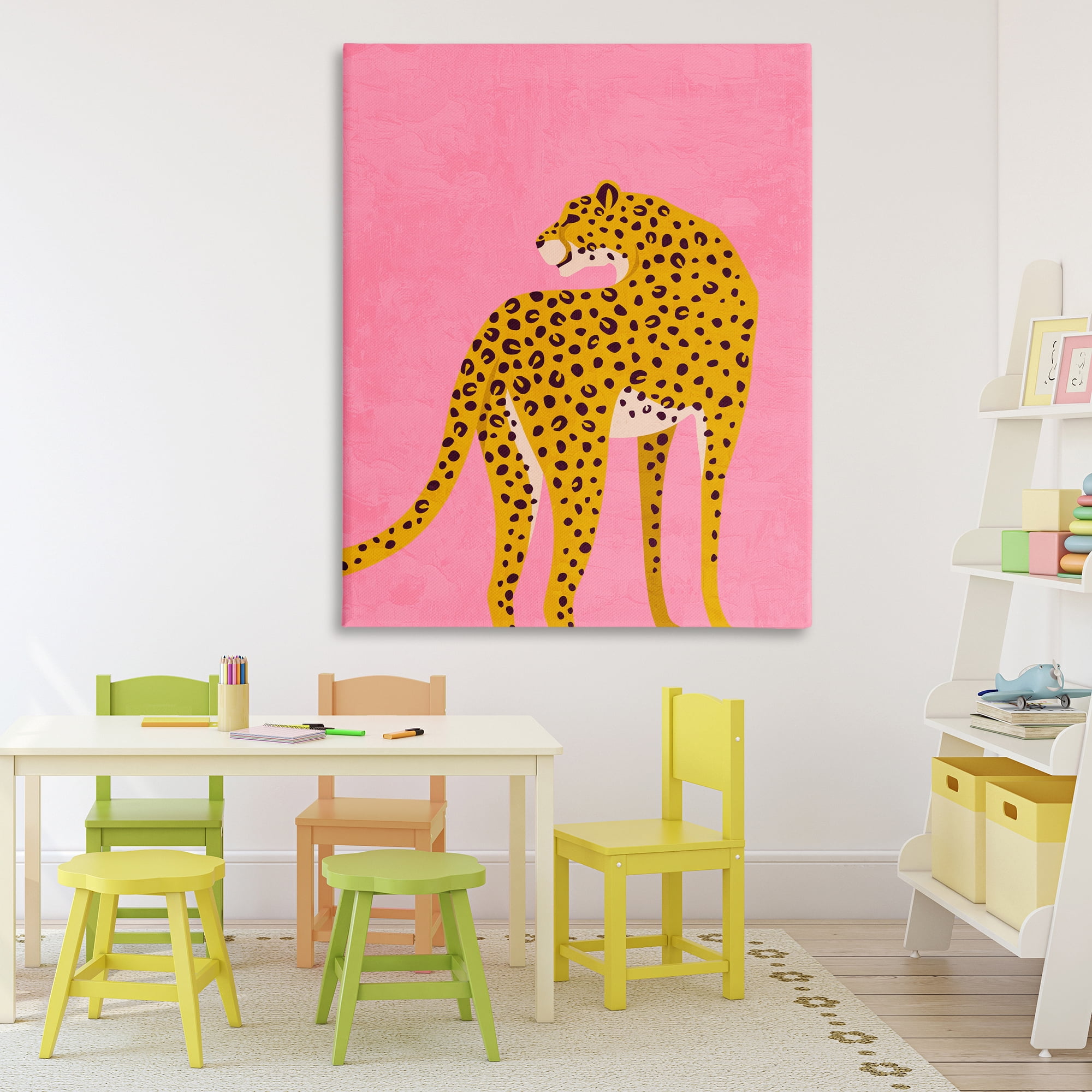 Stupell Industries Leopard on Pink Serenade Canvas Wall Art, design by Kim Allen