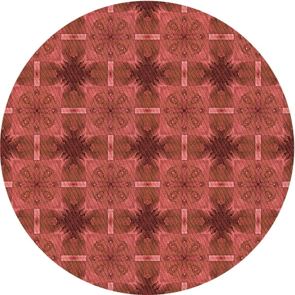 Ahgly Company Indoor Round Patterned Grapefruit Red Area Rugs, 4' Round