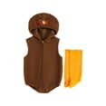 thumbnail image 2 of Ruyang My First Thanksgiving Baby Boy Girl Outfit Turkey Hooded Zip Up Sleeveless Tank Romper Bodysuit with Socks, 2 of 9
