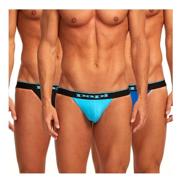 Papi Jockstrap en Coton Extensible pour Hommes Lot de 3 - 980911 (Cobalt/bleu/Noir, P)