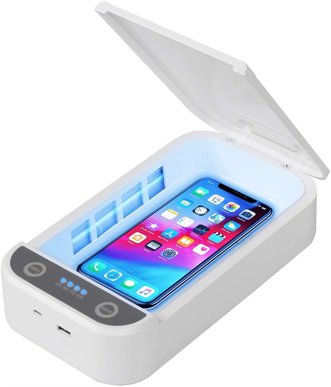 Multi-use Cell Phone Disinfector for iOS Android Smart Phone Toothbrush Jewelry,Blue DZJ Portable UV Phone Sanitizer Phone Cleaner Case with Aromatherapy Function 