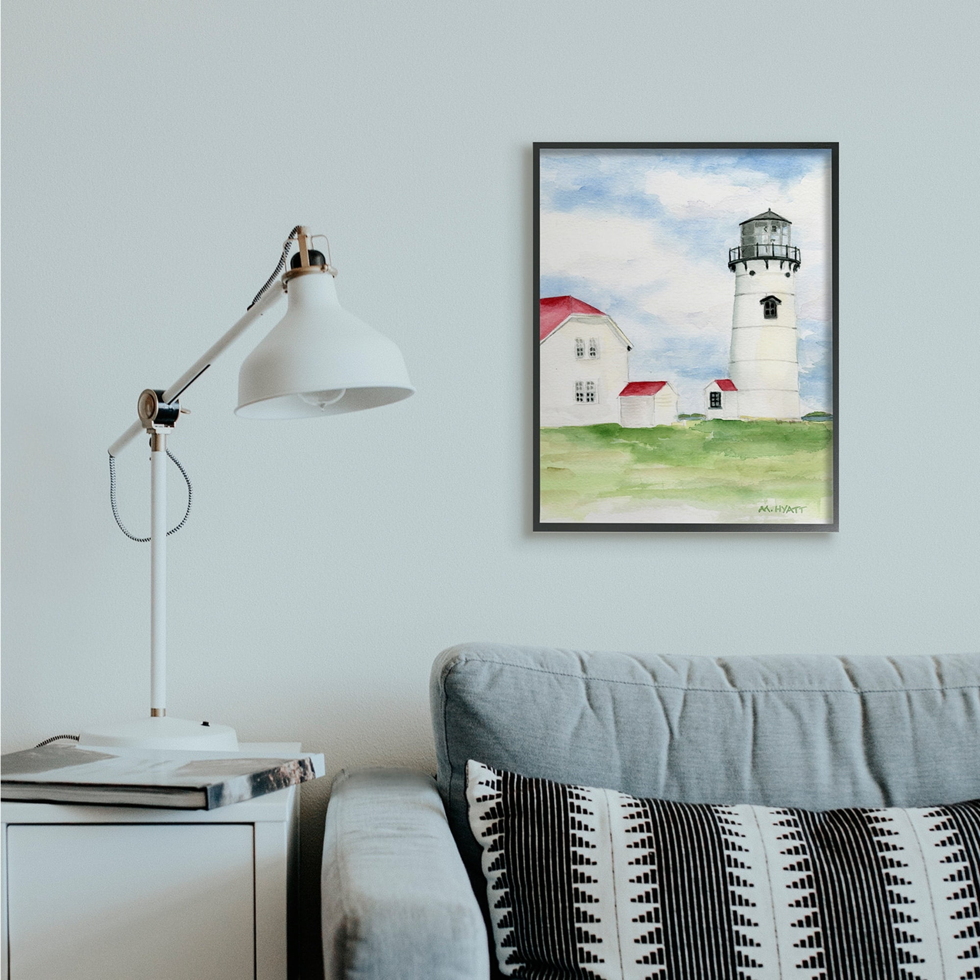 Stupell Industries Chatham Harbor Lighthouse Coastal Cape Destination Black Framed, 24 x 30, Design by Melissa Hyatt LLC