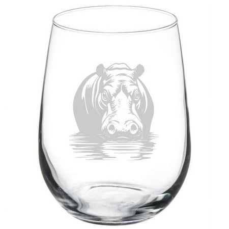 

Wine Glass Goblet Gift Hippo Hippopotamus (17 oz Stemless)