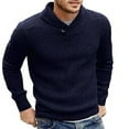 thumbnail image 6 of Men Autumn Winter Lapel Collar Long Sleeve Thick Warm Knitted Pullover Sweater, 6 of 8