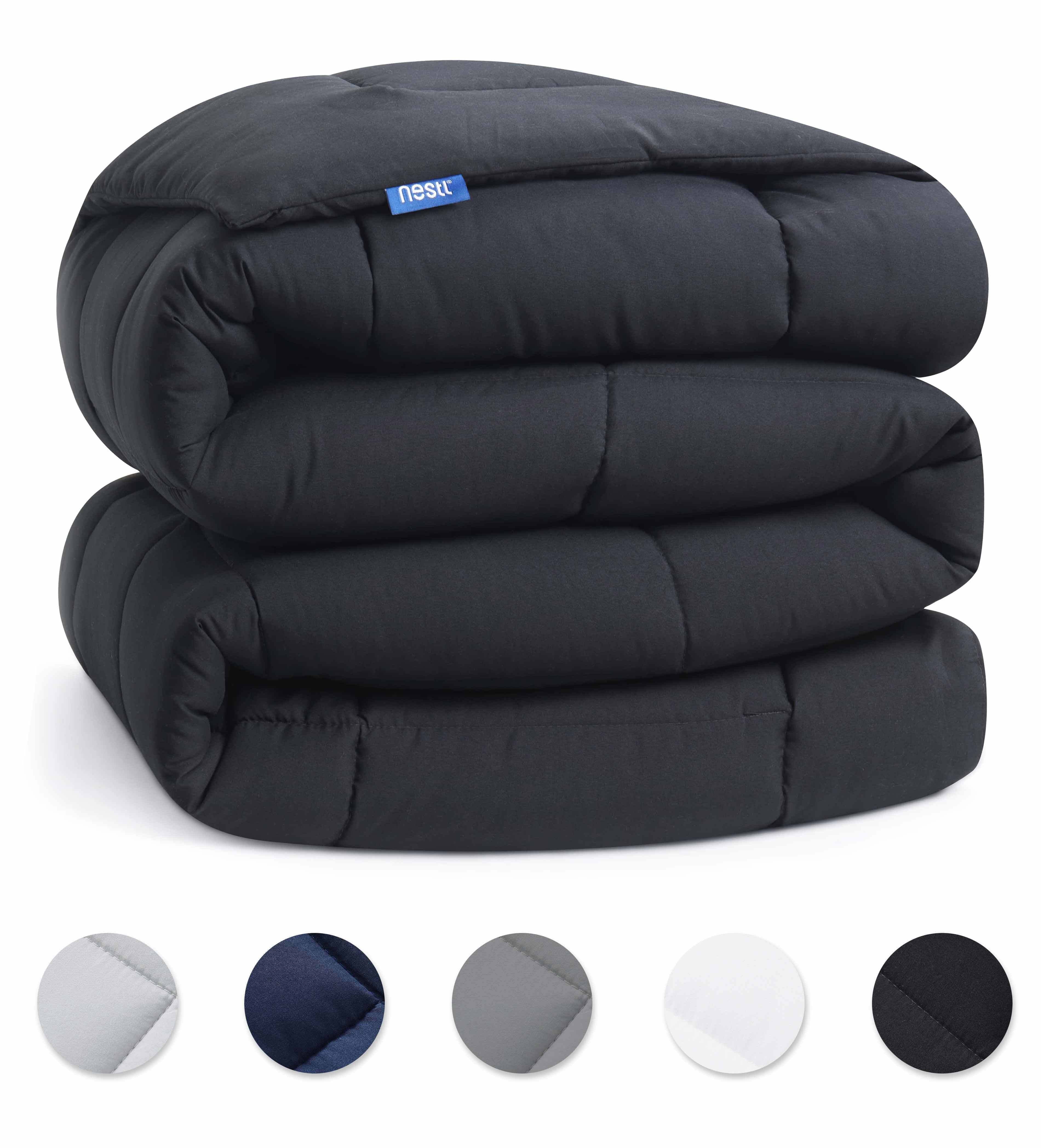 Nestl Comforter, Full Size Comforter Sets Quilted Down Alternative Duvet Insert, All-Season Bedding Full Comforter, Black