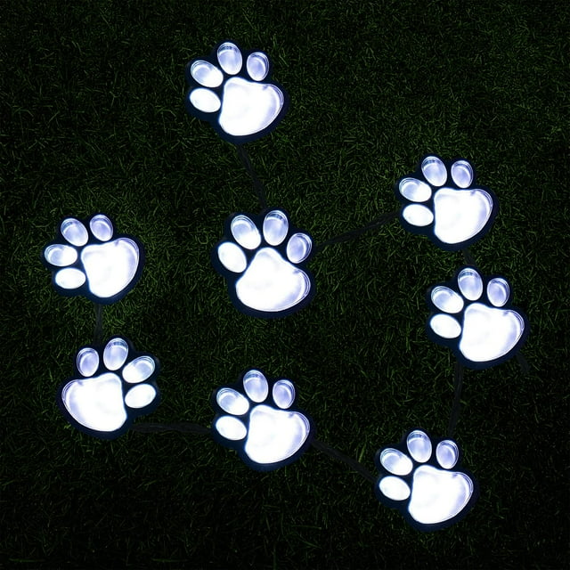 Guirnaldas De Luces Solares Con Estampado De Patas De 16.8 Pies, Luces Solares Para Gatos, Perros Y Animales (Juego De 8), Decoración Para Exteriores, Calienta A Tu Mascota Y Hace Que El Jardín Sea Má