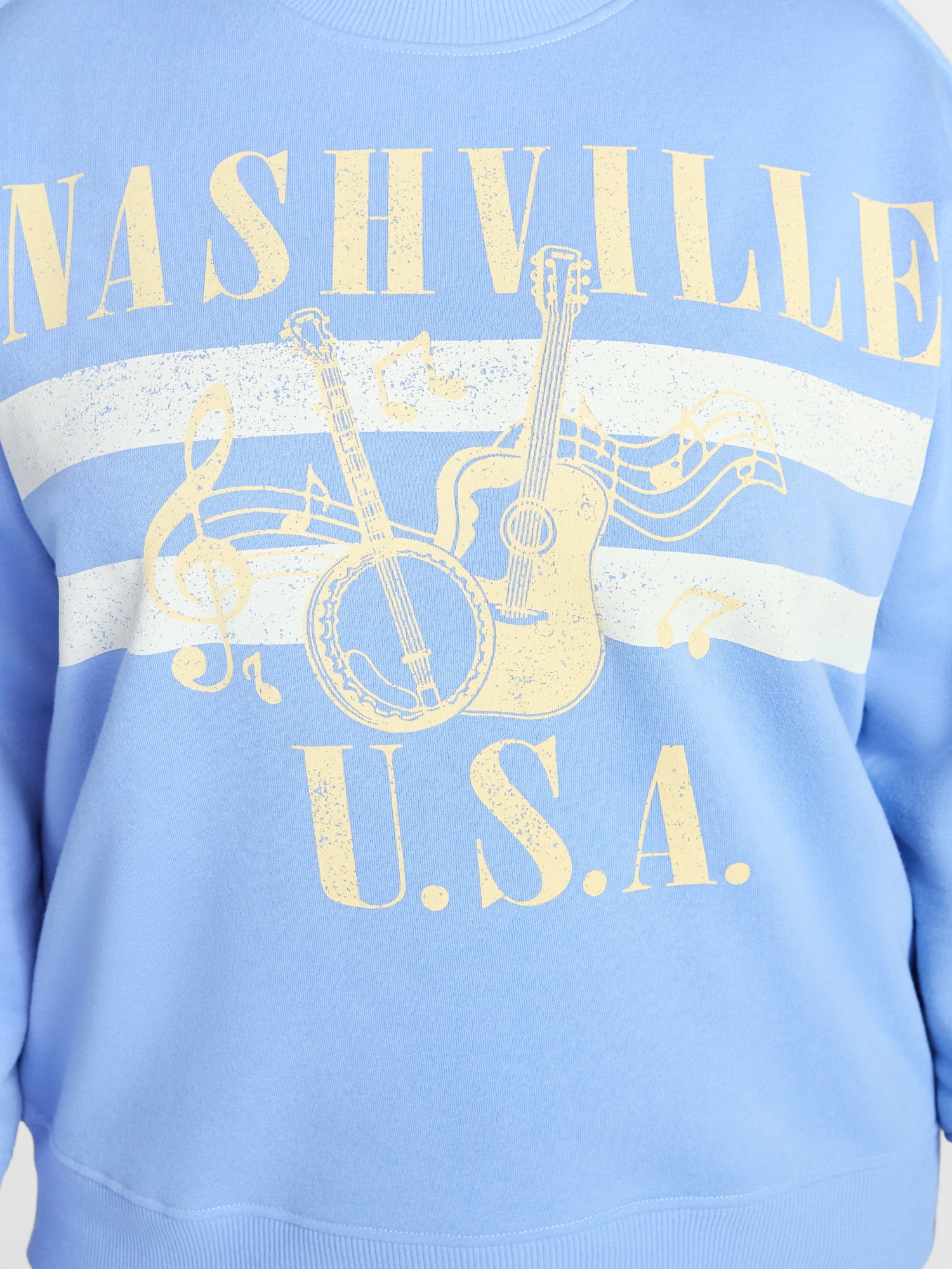 Terra & Sky Women's Plus Size Nashville USA Graphic Sweatshirt, Sizes 0X-5X