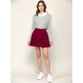 thumbnail image 3 of Made by Johnny Women's Casual Mini Flared Plain Pleated Skater Skirt with Shorts M WINE, 3 of 6