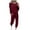 Wine, variant on Women's Home Two Piece Long Sleeve Blouse Long Pants Pajamas Casual Sets