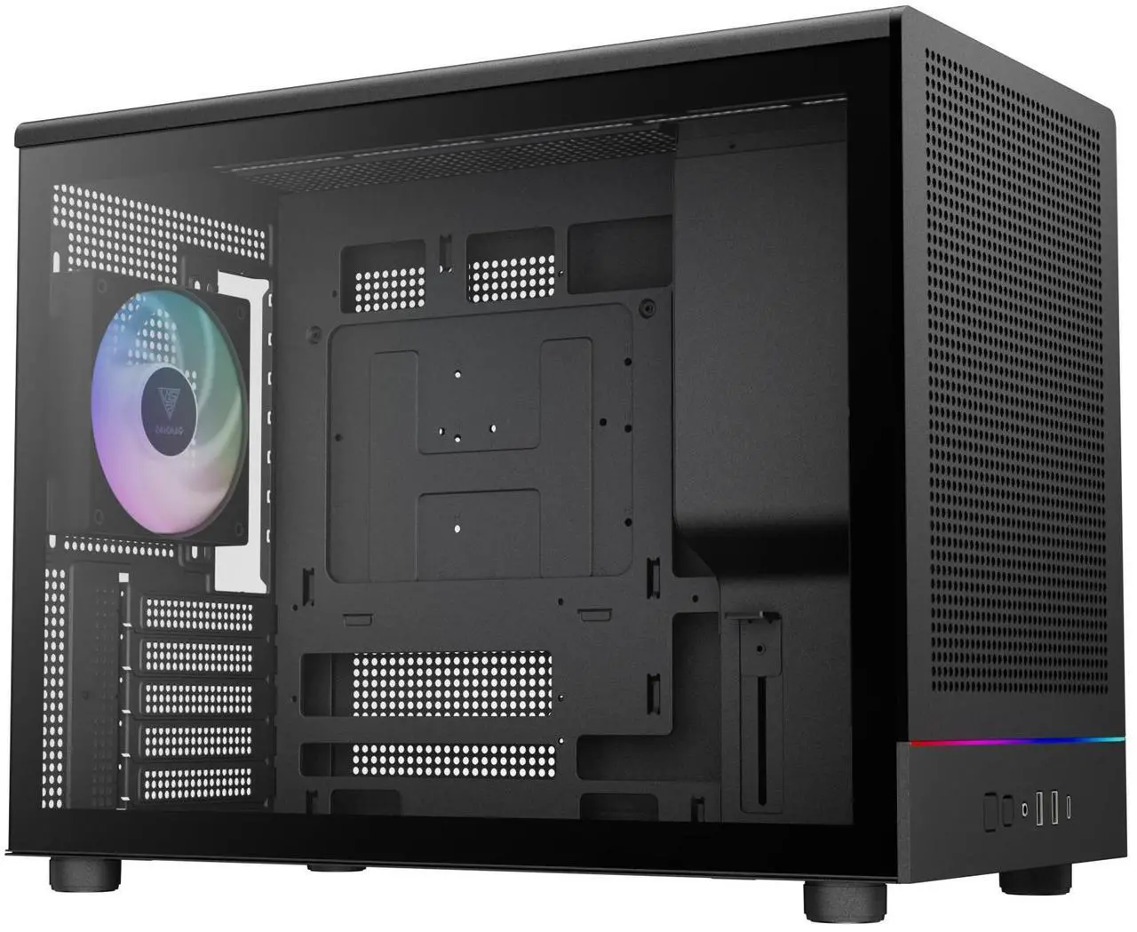 Gamdias ATHENA M4M mini ITX, mATX, micro mesh small form factor PC case, includes 3 PWM fans (Airflow up to 57.56 CFM), fits: 395mm GPU, ATX PSU, and 360mm radiators.