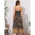 thumbnail image 3 of DARING DIVA Women's Boho Floral Spaghetti Strap A Line Maxi Dresses S Black, 3 of 6