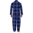 thumbnail image 4 of Men's Pajama Sets Long Sleeve Checked Lounge Wear Set Flannel Pyjamas Plaid Top and Bottoms 2 Piece Winter Cotton Nightwear Blue S, 4 of 4