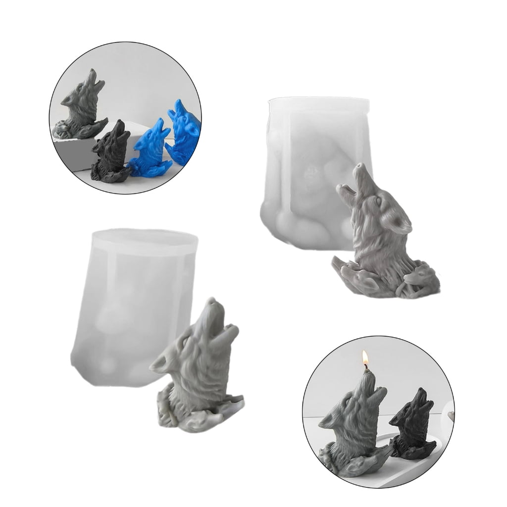 FENOHREFE Wolf Head Silicone Candle Mold DIYs Animal 3D Plaster Resin Ornament Molds Home Decoration Craft for Enthusiasts