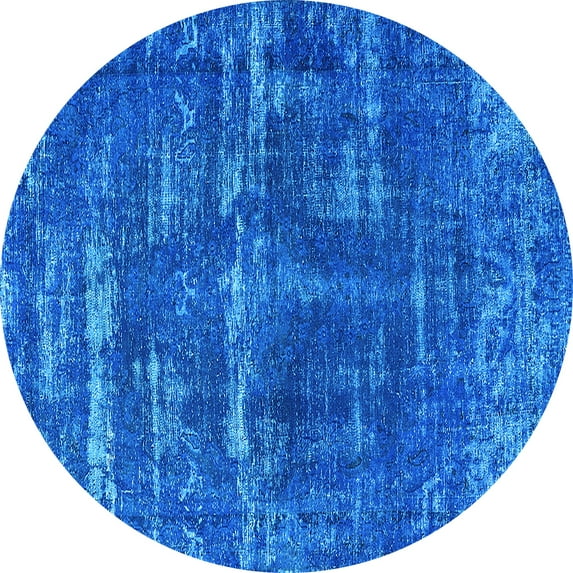 Ahgly Company Indoor Round Oriental Light Blue Industrial Area Rugs, 4' Round
