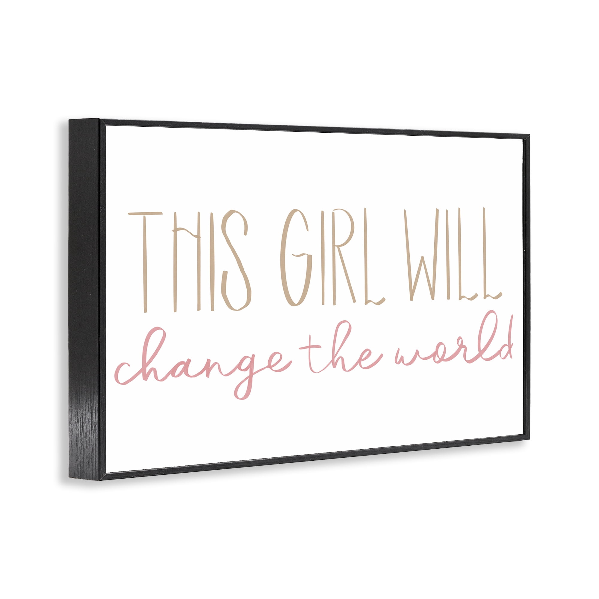 Stupell Industries Change The World Typography Painting Black Framed Art Print Wall Art, 24 x 16