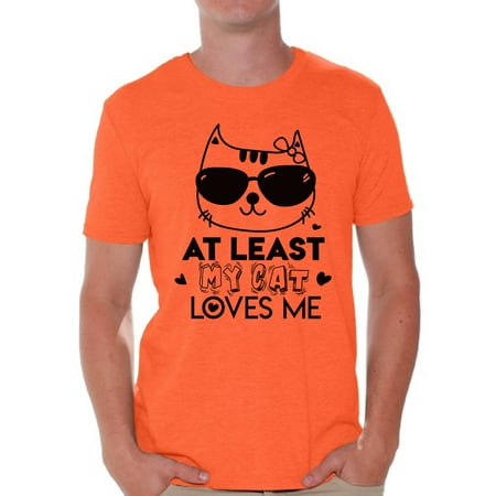 Valentines Day Giftbasket For Him Awkward Styles At Least My Cat Loves Me Shirt Valentine's Day T Shirt for Men Valentines Day Gift Idea for Him Cat Lovers Shirt Cute Cat Valentine Tshirt Valentines Day Single Funny Valentine Shirt ()