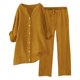 thumbnail image 1 of Conjunto de 2 piezas para mujer: pantalones anchos con cintura elástica y blusa de manga larga - Ropa informal para todas las estaciones - Poliéster, tallas S-XL, 1 of 5