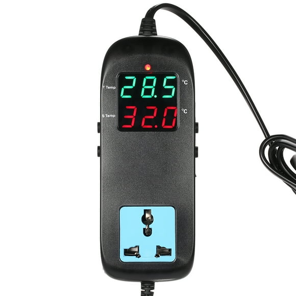 Meterk Electronic Thermostat LED Digital Display Breeding Temperature Controller Thermocouple Thermostat with Socket AC 90V~250V