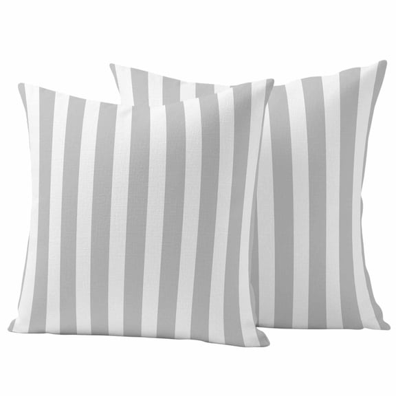 2 Pack Outdoor Waterproof Throw Pillow Covers,Grey Stripes White Striped Decorative Square Pillow Case Patio Pillowcases for Chair Couch Sofa 16x16in
