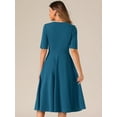 thumbnail image 3 of DARING DIVA V Neck Half Sleeve Swing Vintage Dress XS Lake Blue, 3 of 6