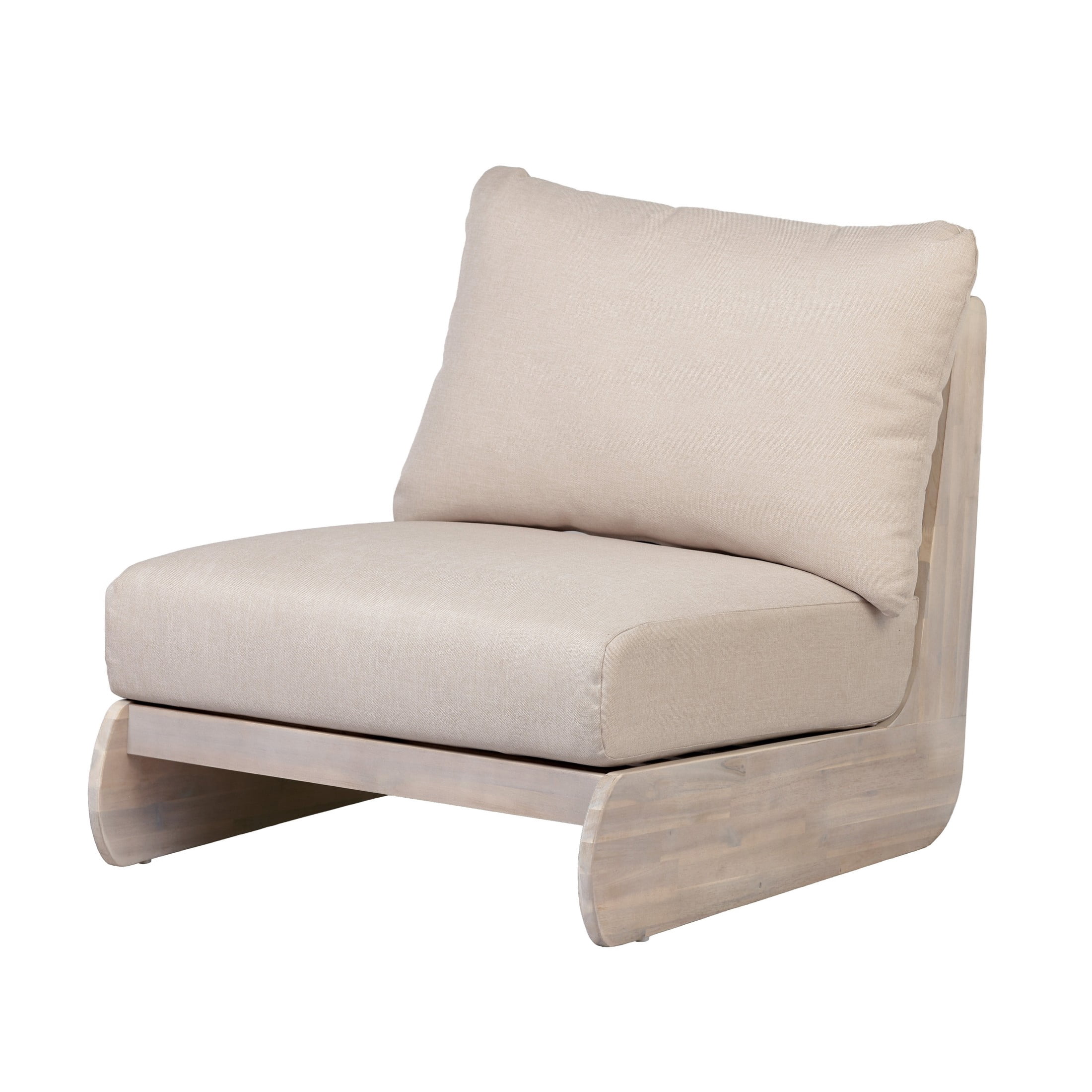 Christopher Knight Home Mid-Century Modern Outdoor Low Lounge Chair with Cushions, Solid Wood Frame, Sand
