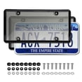 thumbnail image 4 of Gray Soft ABS+PC License Plate Frame Set - 2 Pcs with Mounting Screws & Nuts, Weatherproof UV-Resistant Car Tag Holder, Universal Fit 6x12 Inch Plates, Durable Lightweight Auto Accessory in, 4 of 6