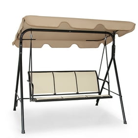 Mainstays Belden Park 3 Person Steel Porch Swing - Beige/Black - Walmart.com - Walmart.com