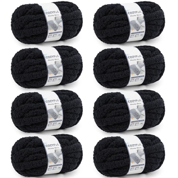 Harn Cozyful Chunky Chenille #10 para tejer a mano, color negro