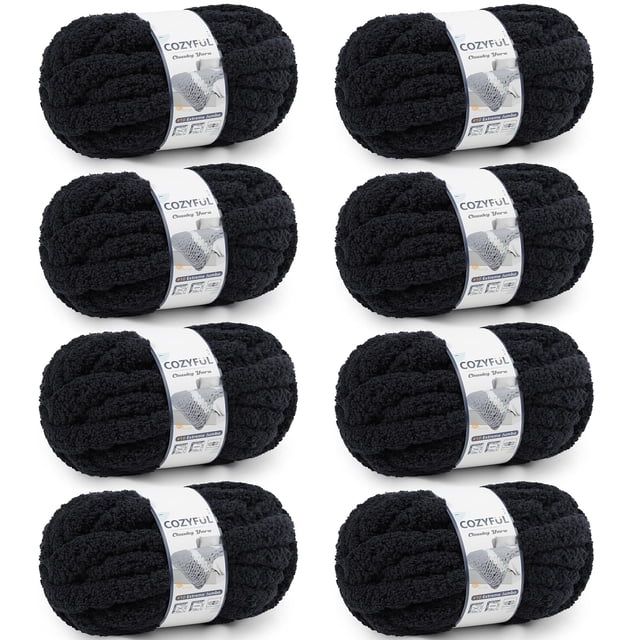 Harn Cozyful Chunky Chenille #10 para tejer a mano, color negro