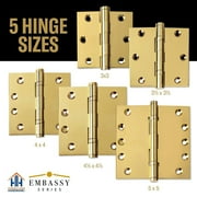 Embassy 3” x 3” Ball Bearing Door Hinge Heavy Duty Hinges Polished Brass with Flat Tips