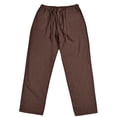 thumbnail image 5 of Men's Cotton Linen Pants Drawstring Lightweight Loose Beach Yoga Pants with Pockets Plus Size Pants Brown M, 5 of 5
