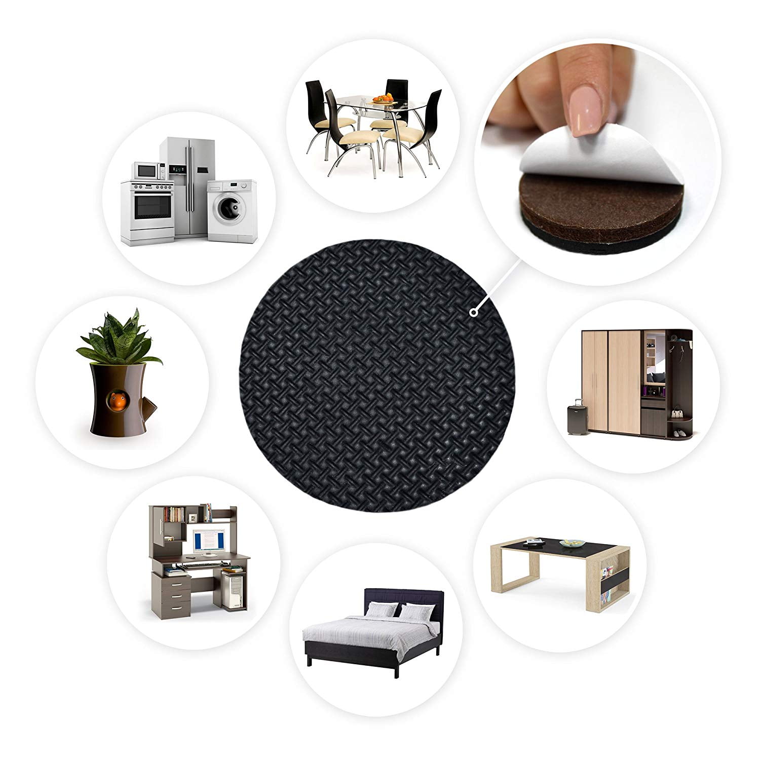 44Pcs Square Round Non Slip Furniture Pads Self Adhesive Rubber Furniture Pads 