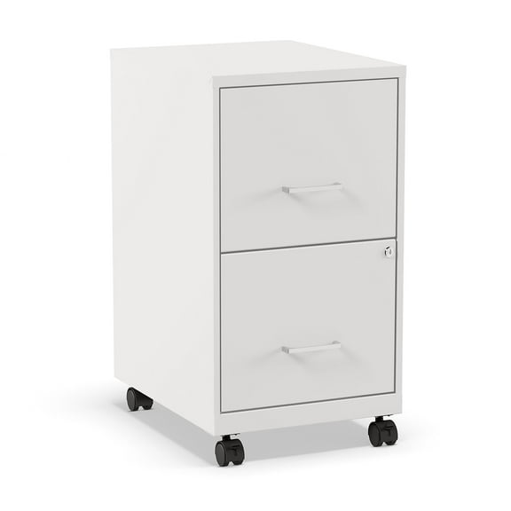 Staples 2-Drawer Mobile Vertical File Cabinet Letter Size Lockable 26.3"H x 14.3"W x 18.9"D White