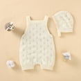 thumbnail image 2 of Summer Baby Rompers Sleeveless Infant Boy Girl Jumpsuit Outfit Knit Cotton Newborn Toddler Clothing Hat Hollow Out Playsuit 2PCS, 2 of 5