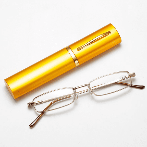 MAINYU Slim Eyeglasses Reading Glasses Blue Light Blocking, Fashion Rectangular Computer Readers with Pen Clip Tube Case for Women Men Lightweight & Comfortable Anti Glare