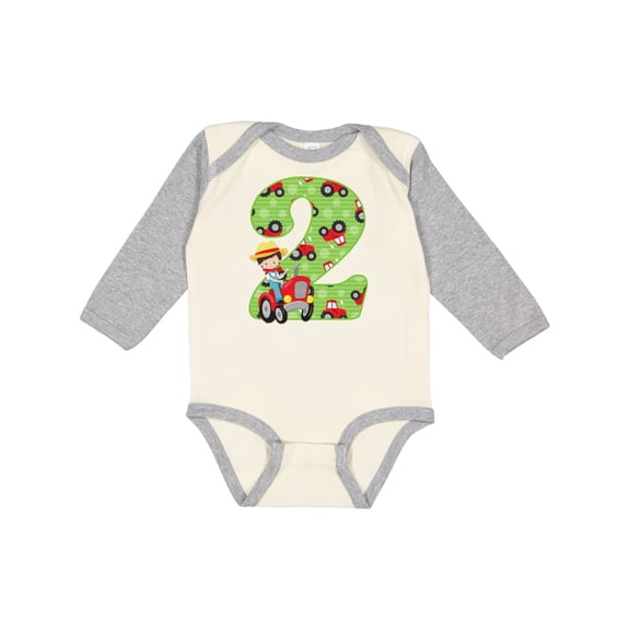 Inktastic Tractor Boy 2nd Birthday Boys Long Sleeve Baby Bodysuit