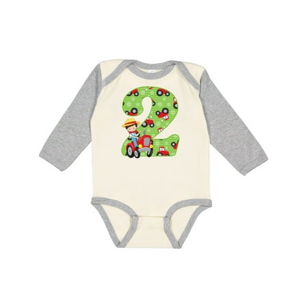 

Inktastic Tractor Boy 2nd Birthday Boys Long Sleeve Baby Bodysuit