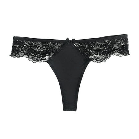 

WZHKSN Women S Lace Panty Black Breathable Thongs 1-Pack