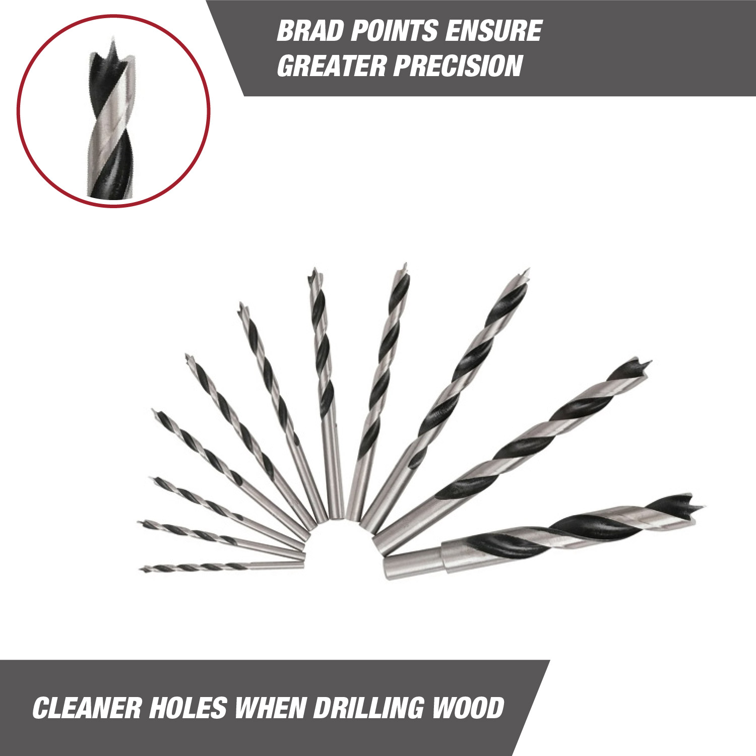 Juego de 11 brocas de punta de lanza Hyper Tough en estuche Click Fit 5