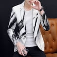 thumbnail image 3 of sunsanly Men Suit Coat Turn-down Collar Long Sleeves Single Button Printing Tie-dye Dress-up Slim Contrast Color Suit Jacket Men Clothes, 3 of 8