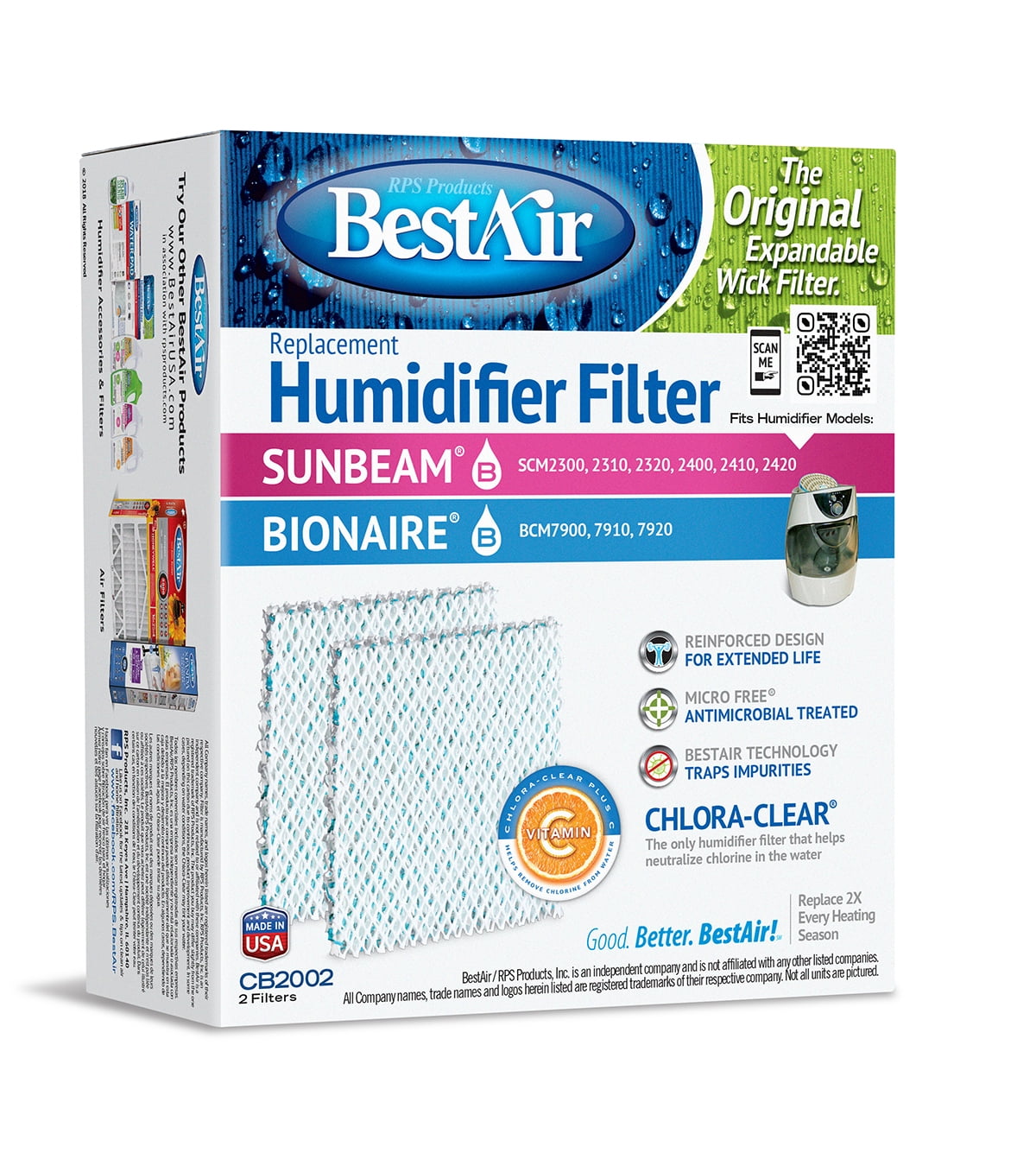 BestAir CB2002 Humidifier Replacement Wick Filter for Sunbeam models 5.