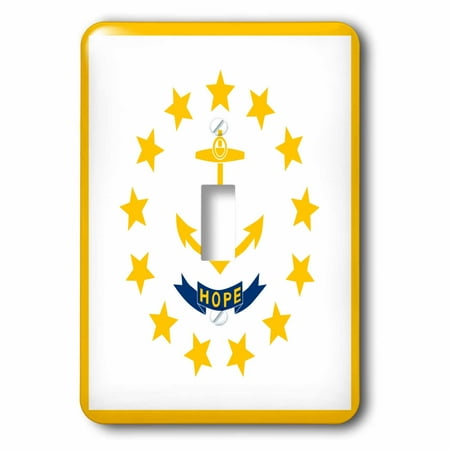 3dRose Flag of Rhode Island RI - US American United State of America USA - Yellow anchor Hope on white, 2 Plug Outlet Cover
