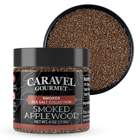 Caravel Gourmet Applewood Smoked Sea Salt, Finishing Salt, 4 oz Jar Gluten-Free