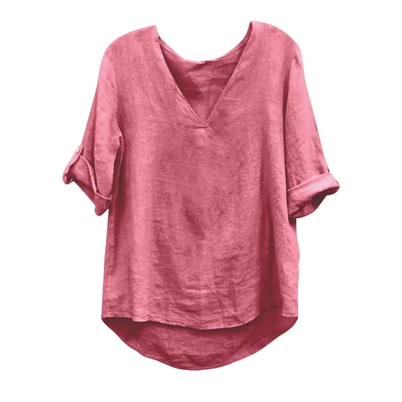 DHFJKG Womens V Neck T Shirts Loose Fit Solid Color Short Sleeve Basic Tee Comfortable Summer Beach Shirt Versatile Tops