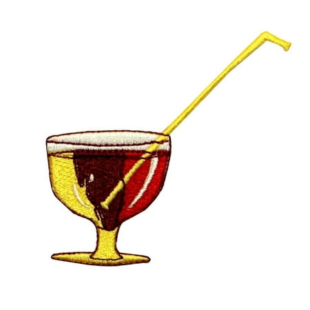 ID 1148 Cocktail Drink With Straw Patch Rum Coke Embroidered Iron On