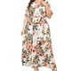thumbnail image 1 of Vestido Midi Odeerbi Talla Grande Estampado Cuello V Manga Corta Cintura Elástica Volantes, 1 of 9