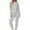 Gray, variant on Azrian 2Pcs Womens Round Neck Solid Long Sleeve Blouse Loose Pants Sets
