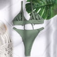 thumbnail image 3 of LEEYNEER Women‘s Bikini Swimsuits Sets  Thong Bikini Sets Sexy Solid Bikini Two-piece Beachwear Set Swimwear Bikini Sets for Women Army Green L, 3 of 5