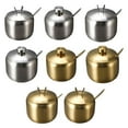 thumbnail image 2 of Mosiee Gold Silver Sugar Bowl With Spoon Lid Stainless Steel Small Condiment Container Large Capacity Seasoning Pot Kitchen Spices Jar, 2 of 9